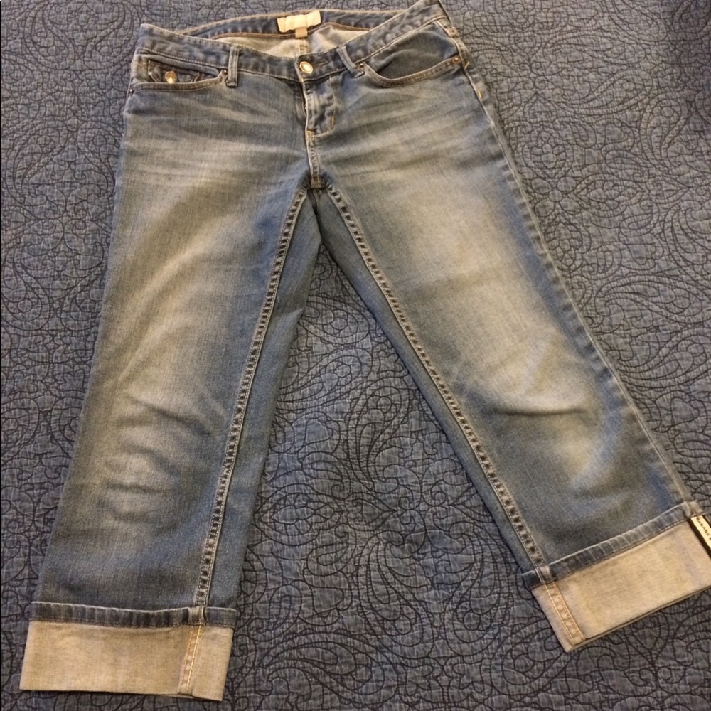 Crop folded cuff jeans